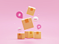 pointer-pin-location-cardboard-boxes-transportation-logistics-concept-pink-background-icon-symbol-3d-rendering