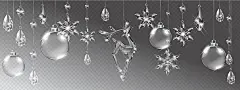 图源免费EPS |Vector realistic transparent Christmas crystal deer and decoration on abstract background. Glass sparkling translucent crystals