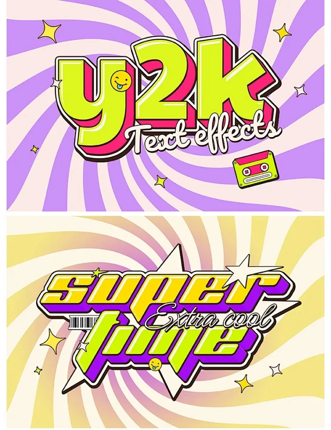 Y2K复古缤纷POP卡通立体字海报标题样...