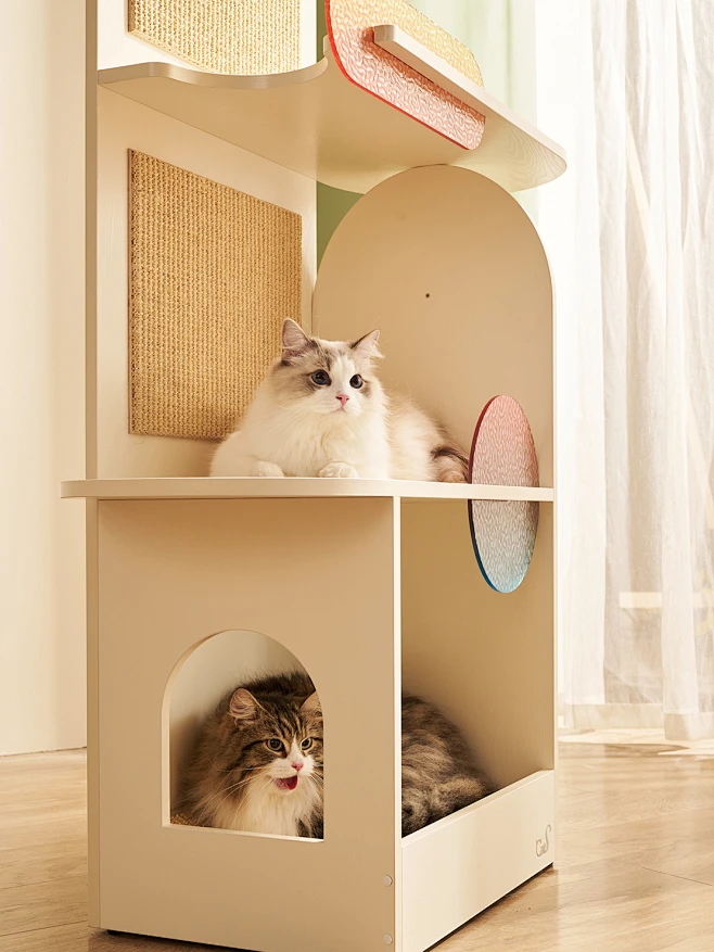 CatS日落大道三层猫爬架 亚克力实木猫窝剑麻板猫抓板猫爬架一体-淘宝网-花瓣网