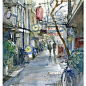 Osamu Shibata 水彩手绘插画速写 速写 花 水彩 日本 安静 城市 唯美 