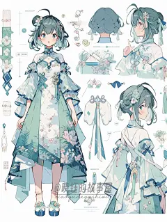 国风服设丨青蓝色丨穿搭手账 - 小红书