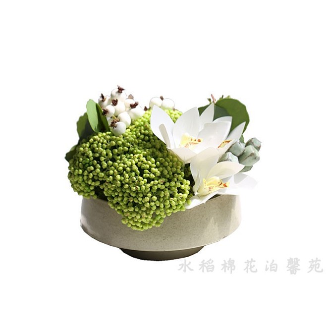 现代中式简约仿真花艺套装轻奢茶几餐桌假花...
