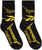 Vetements - Black Reebok Edition Metal Socks : Calf-high knit stretch cotton socks in black. Logo graphics knit in yellow throughout. Rib knit cuffs. Tonal stitching.

Part of the Vetements x Reebok collaboration.
