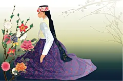 ??·韩服女孩·插画·韩国女孩·服饰·传统服饰 - 淡泊 - 淡泊