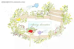 美丽花朵绕成的边框和洒水壶插画PSD素材PSD分层素材|PSD素材|边框|插画|房屋|花朵|卡通|美丽|洒水壶|PS边框　边框背景|边框边框|边框素材　边框|PS边框　边框
