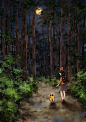 夏夜的林间 ~ 来自韩国插画家Aeppol 的「森林女孩日记」系列插画。