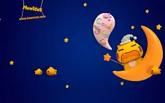 可爱3D哈咪猫电脑壁纸～哈咪猫晚安