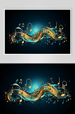 AI数字艺术音乐乐符乐谱元素插画
