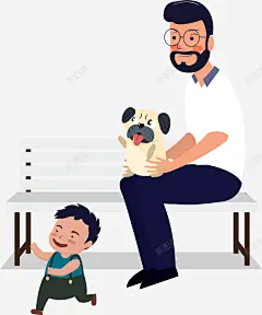 手绘小清新手抱小狗男子插画图案矢量图高清素材 手抱 免费下载 页面网页 平面电商 创意素材 png素材