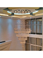 Large Luxury Flush Mount Crystal Chandelier For High Ceilings Foyer