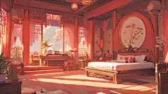 AI古风室内场景插画素材 影视游戏场景背景概念设计 背景临摹图集-淘宝网