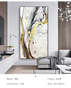 新中式手绘玄关装饰画走廊过道抽象油画楼梯竖画纯手工大芬村定制-tmall.com天猫