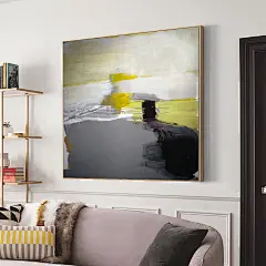 画心艺术 美式纯手绘抽象油画现代客厅挂画沙发装饰画卧室书房壁画