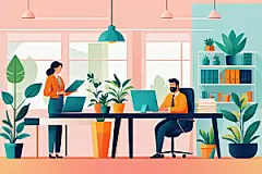 商务办公会议沟通扁平风插画