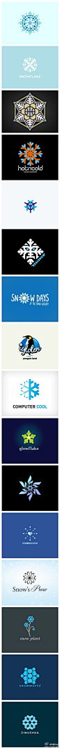 一组以雪花为元素的Logo设计