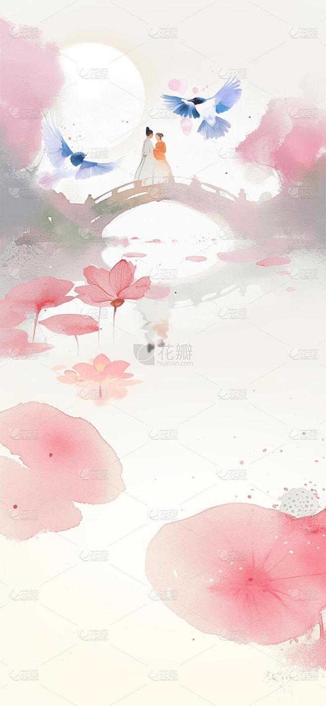 七夕情人节系列梦幻七夕月亮通用背景素材