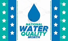 8月全国水质月。月研究水。源头、节约、净化水。高质量的水。在美国庆祝。海报、卡片、横幅、插图。向量