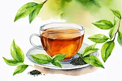 清新手绘甜美珍贵的茶叶图片插画