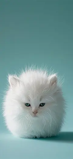 可爱白色小毛球猫咪壁纸