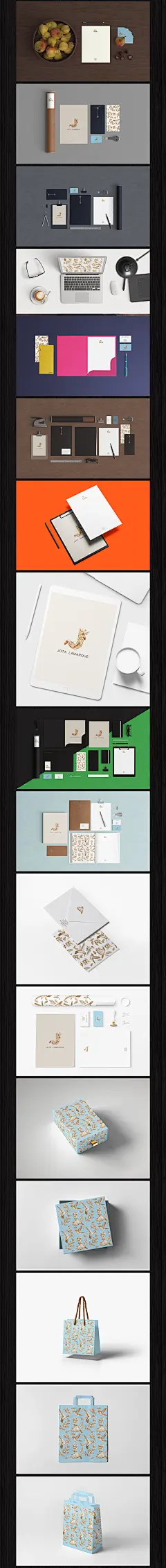 时尚企业办公室用品展示效果图名片手提袋样机智能贴图PS提案素材