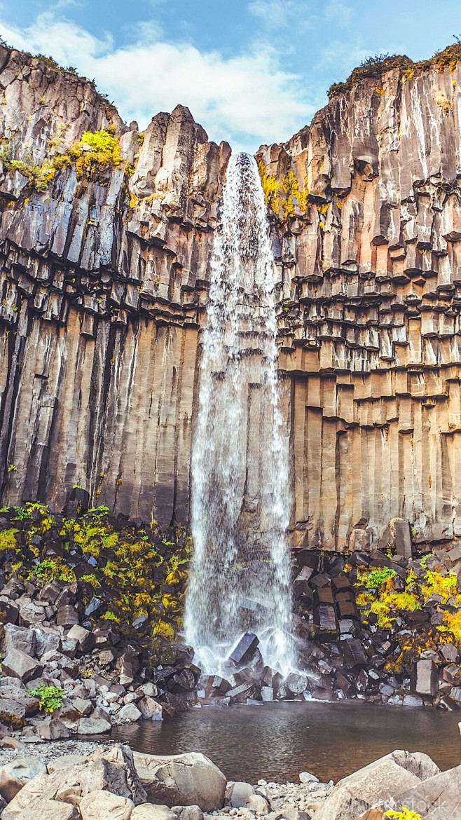 玄武岩瀑布#冰岛北欧