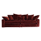 美式复古酒红色雪尼尔绒布艺沙发法式中古慵懒直排双三人乳胶沙发-淘宝网