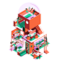 A Different View : A collection of illustrations with a focus on environments in both flat and isometric views.