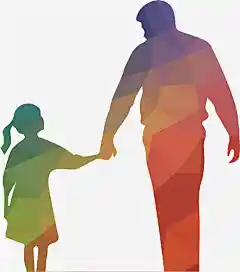 彩色父女剪影动漫人物