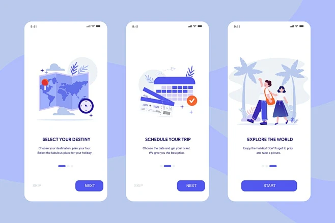 “旅行应用程序”-APP启动页插图（Sketch,Ai） -花瓣网