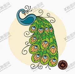 孔雀卡通插画 【酷图网】孔雀,卡通孔雀,孔雀插画,手绘孔雀,水彩孔雀,可爱孔雀,孔雀开屏,孔雀漫画