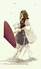 【古图专帖】——『美女系列』—— 撑伞女子_古风图片吧_百度贴吧