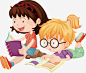 一起看书的女孩png免抠素材_新图网 https://ixintu.com 两个女孩,看书,看书女孩,矢量png,认真学习,课外阅读