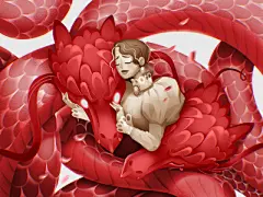 拥抱你的龙插画艺术数字绘画生物梦幻般的书籍艺术书籍插画童话童话红色艺术幻想女人龙数字插画插画插画设计工作室插画平面设计数字艺术设计