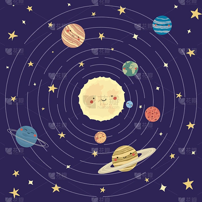 Vector hand drawn illustrations of the planets of 图片_其他图片图片素材-花瓣网
