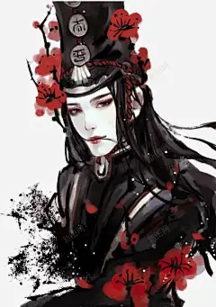 黑衣恐怖男子古风手绘 创意素材