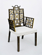 Armchair, English, ca.1754. Designed by John Linnell for the Duke and Duchess of Beaufort. The form of this chair with its rectilinear back and arms filled with Chinese fretwork remained popular until the 1770s.  Victoria and Albert Museum