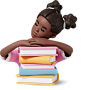 girl sleeping on books with hands folded Illustration in PNG, SVG