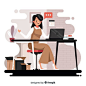 Woman working at the office | Free Vector #Freepik #freevector #people #computer #woman #man