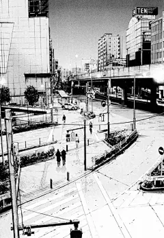 #插画狂想# 来自日本漫画家 真鍋昌平 街景绘画作品 ​​​​