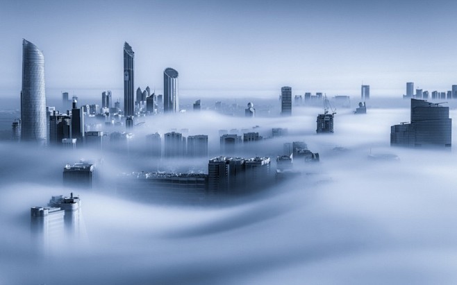 迪拜梦幻迷雾城市风景壁纸