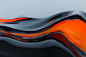 closeup abstract digital art, representing ai, silver and glass, with orange and black tint lighting, infinite studio scene, hyper real photographic grade