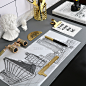 【MEET ART】 原创样板房书房组合 简约书桌黄铜文具 软装摆件-淘宝网