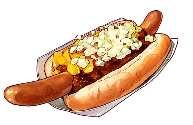 「ピンク・ホットドック」のはみ出しホット...