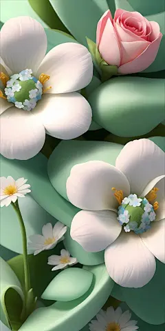 立体花朵手机壁纸，很有浮雕的质感@荔枝小玫瑰的动态