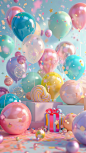 bright happy birthday background 3d