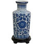 Oriental Furniture Original Style Asian Decor 12-Inch Fine Blue and White Chinese Export Porcelain Style Flower Vase, Floral Design