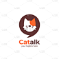 cat talk logo cat face inside round bubble chat
