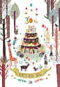 BURT'S BEE 30TH illust by 타그트라움 on Grafolio : 숲속에서 동물 사람 식물 모두 모여 버츠비의 30주년 축하파티를 즐기고 있는 모습을 표현했어요. :-)