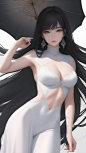 Anime 1152x2048 women long hair big boobs AI art vertical Asian earring looking at viewer